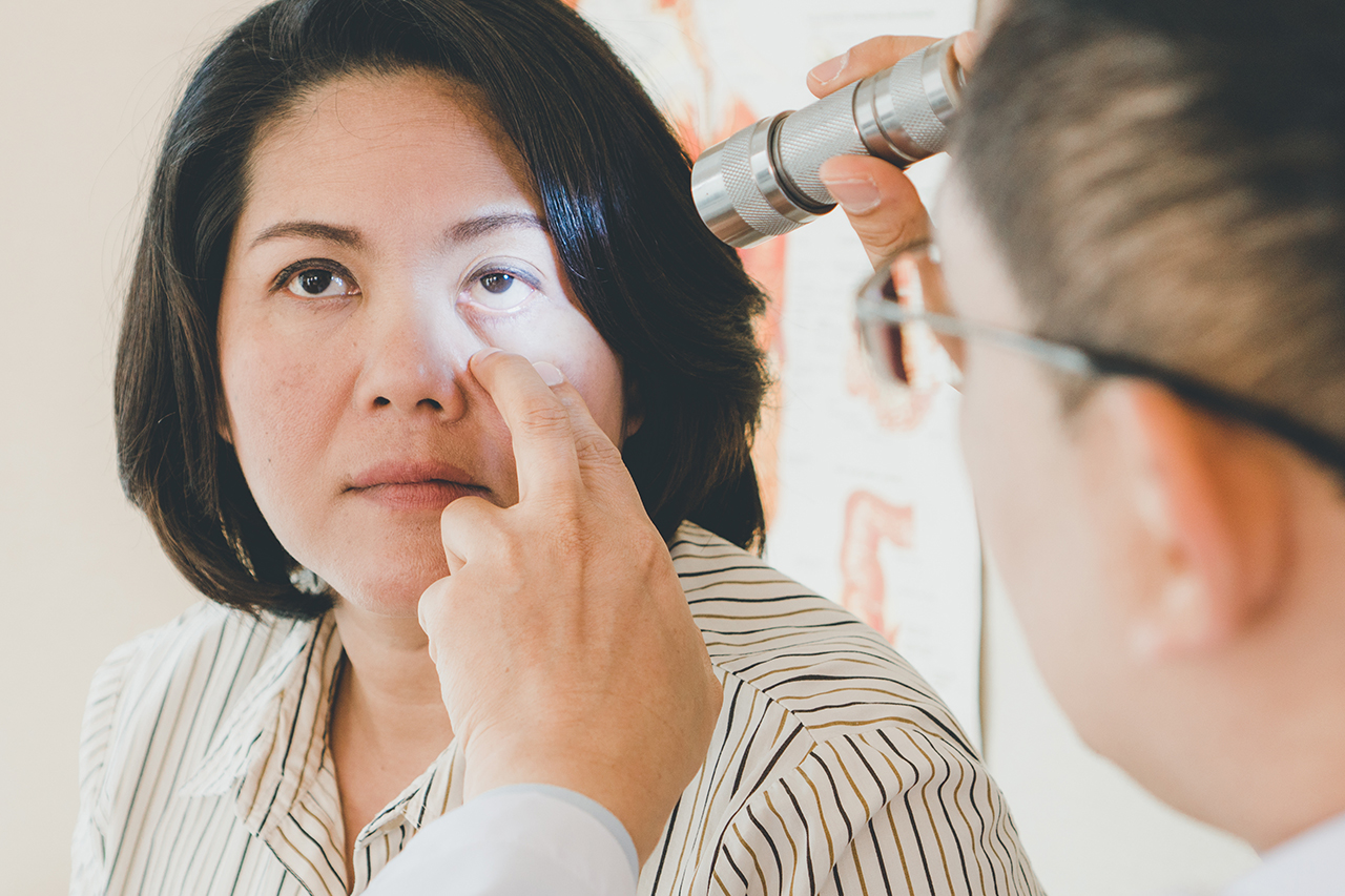 woman having eyes tested